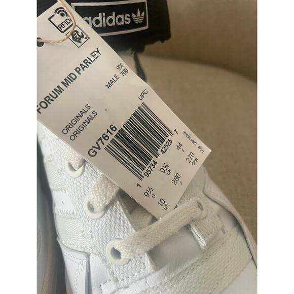 Mens Adidas Forum Mid Parley Casual Sneaker Cloud White Core Black New main image 5